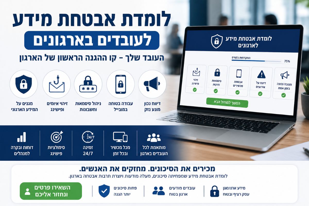 הדרכת עובדים לאבטחת מידע ובניית מודעות סייבר בארגון